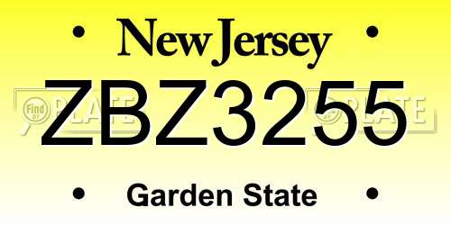 ZBZ3255 New Jersey License Plate