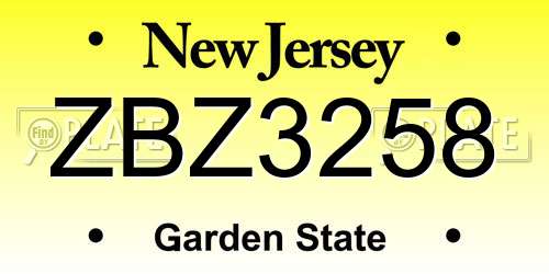 ZBZ3258 New Jersey License Plate
