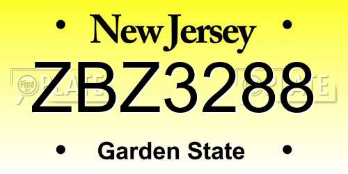 ZBZ3288 New Jersey License Plate