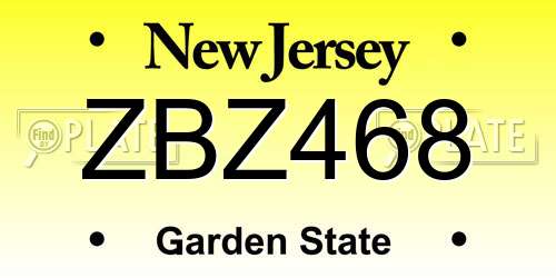 ZBZ468 New Jersey License Plate