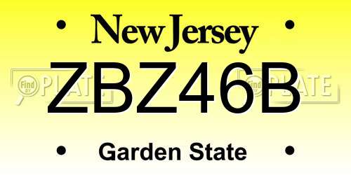 ZBZ46B New Jersey License Plate