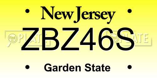 ZBZ46S New Jersey License Plate