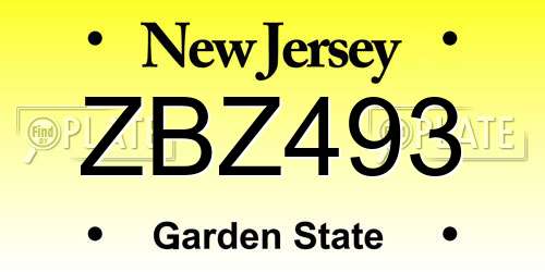 ZBZ493 New Jersey License Plate