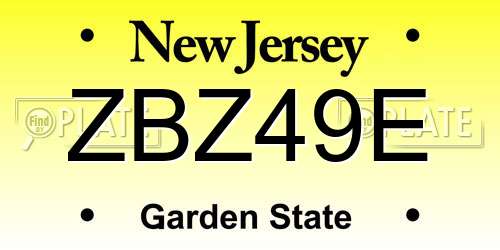 ZBZ49E New Jersey License Plate