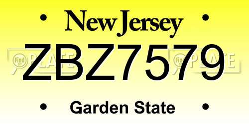 ZBZ7579 New Jersey License Plate