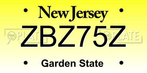 ZBZ75Z New Jersey License Plate