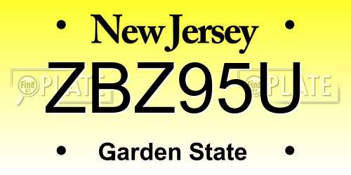 ZBZ95U New Jersey License Plate