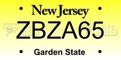 ZBZA65 New Jersey License Plate