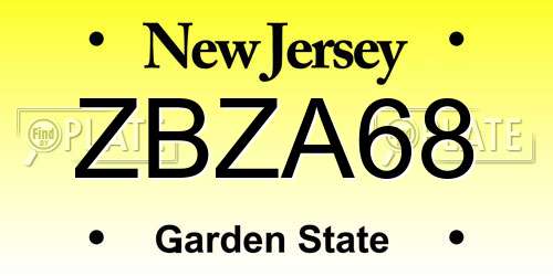 ZBZA68 New Jersey License Plate