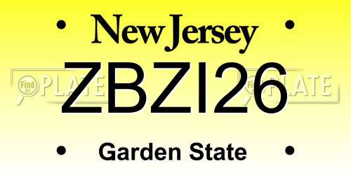 ZBZI26 New Jersey License Plate