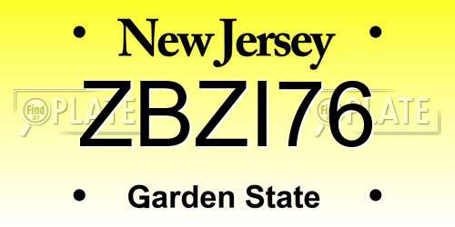 ZBZI76 New Jersey License Plate
