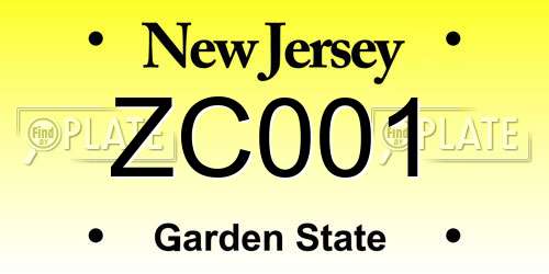 ZC001 New Jersey License Plate