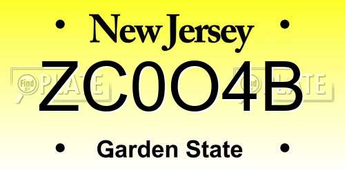 ZC0O4B New Jersey License Plate