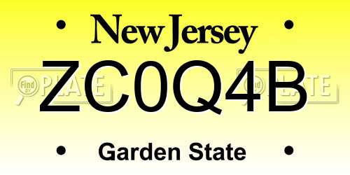 ZC0Q4B New Jersey License Plate
