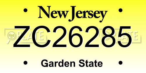ZC26285 New Jersey License Plate