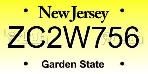 ZC2W756 New Jersey License Plate