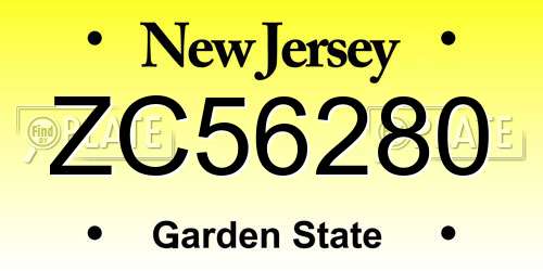 ZC56280 New Jersey License Plate