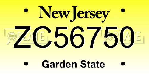 ZC56750 New Jersey License Plate