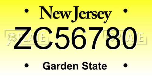 ZC56780 New Jersey License Plate