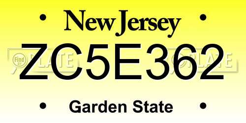 ZC5E362 New Jersey License Plate