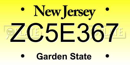 ZC5E367 New Jersey License Plate