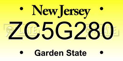 ZC5G280 New Jersey License Plate