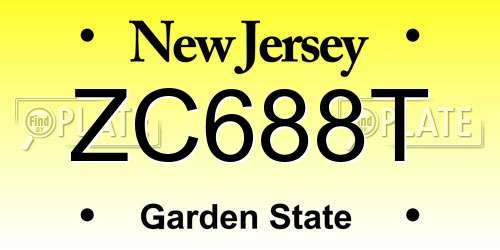 ZC688T New Jersey License Plate