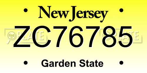 ZC76785 New Jersey License Plate