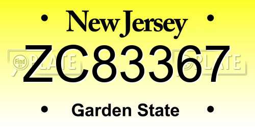 ZC83367 New Jersey License Plate