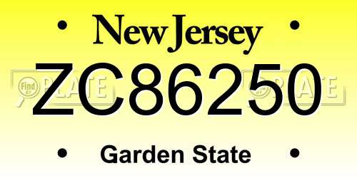 ZC86250 New Jersey License Plate