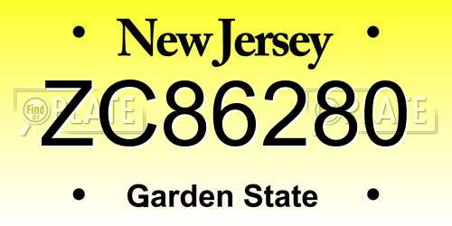 ZC86280 New Jersey License Plate