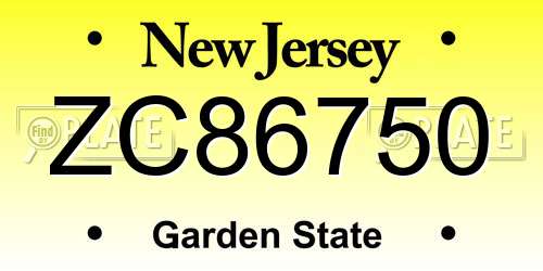 ZC86750 New Jersey License Plate