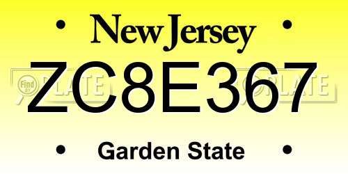 ZC8E367 New Jersey License Plate