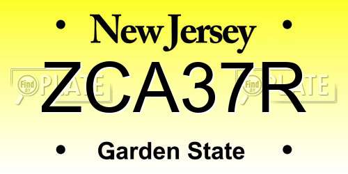 ZCA37R New Jersey License Plate