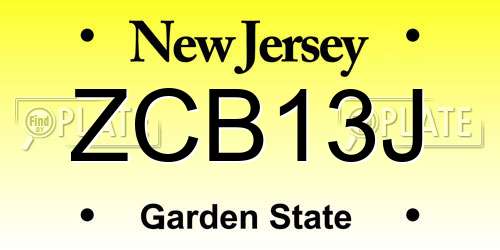 ZCB13J New Jersey License Plate