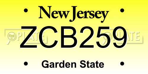 ZCB259 New Jersey License Plate
