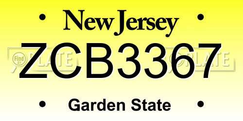 ZCB3367 New Jersey License Plate