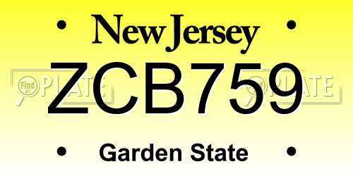 ZCB759 New Jersey License Plate