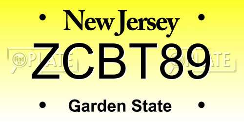 ZCBT89 New Jersey License Plate
