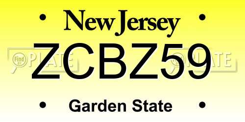 ZCBZ59 New Jersey License Plate