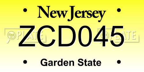 ZCD045 New Jersey License Plate