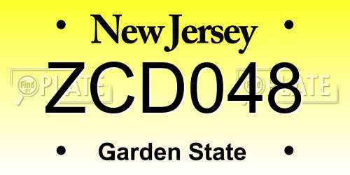 ZCD048 New Jersey License Plate