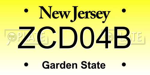 ZCD04B New Jersey License Plate