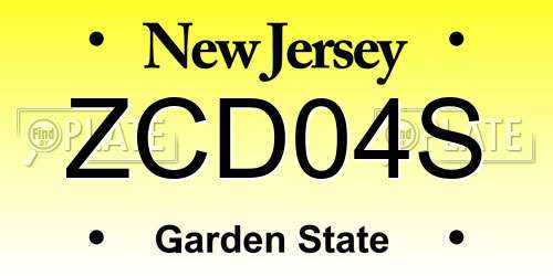 ZCD04S New Jersey License Plate