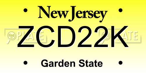 ZCD22K New Jersey License Plate
