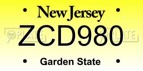 ZCD980 New Jersey License Plate
