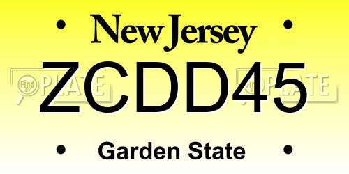 ZCDD45 New Jersey License Plate