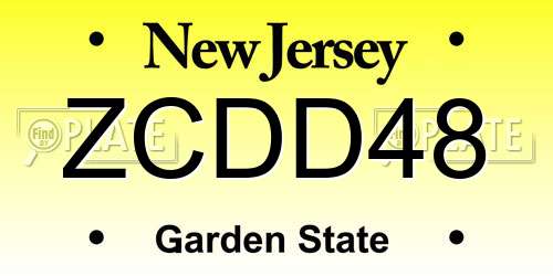 ZCDD48 New Jersey License Plate