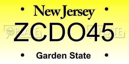 ZCDO45 New Jersey License Plate
