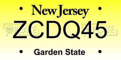 ZCDQ45 New Jersey License Plate